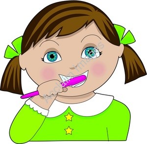 300x294 Girl Clipart Brushing Tooth