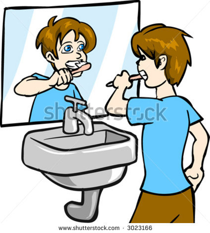 424x470 Girl Brushing Teeth Clipart