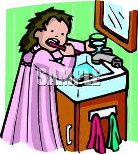 270x300 Art Image A Girl Brushing Her Teeth