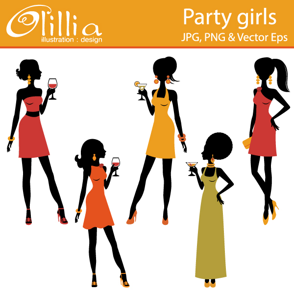 600x600 Girl Party Clipart