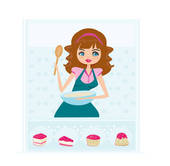 170x166 Clip Art Of Beautiful Girl Cooking Cakes K9232369