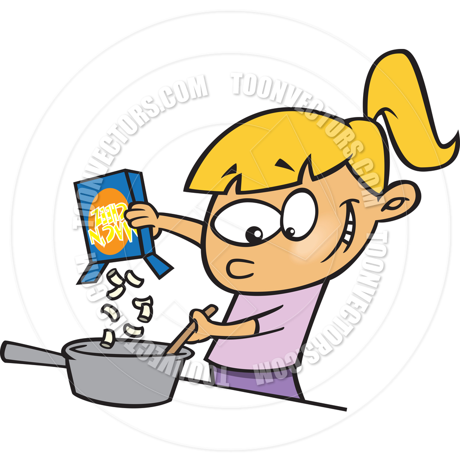 940x940 Cartoon Girl Cooking Macaroni By Ron Leishman Toon Vectors Eps