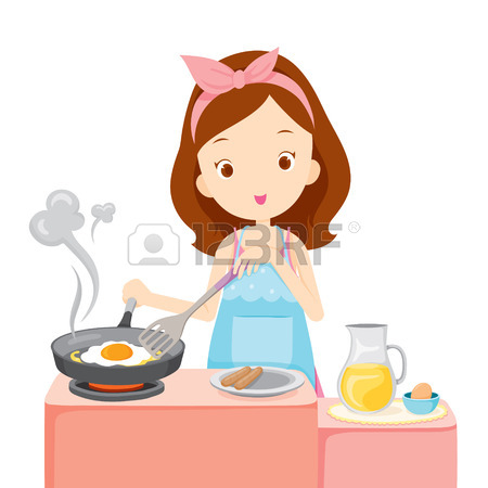 450x450 Girl Cooking Fried Egg For Breakfast, Kitchen, Kitchenware