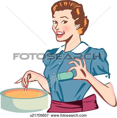450x456 Retro Woman Cook Clipart