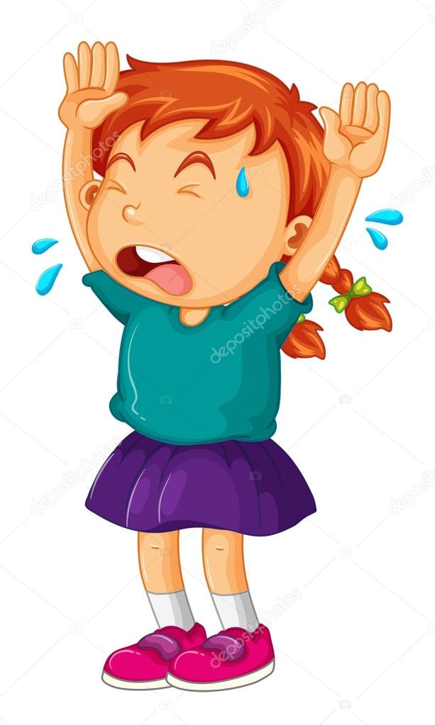 613x1023 Little Girl Crying With Her Arms Up Stock Vector