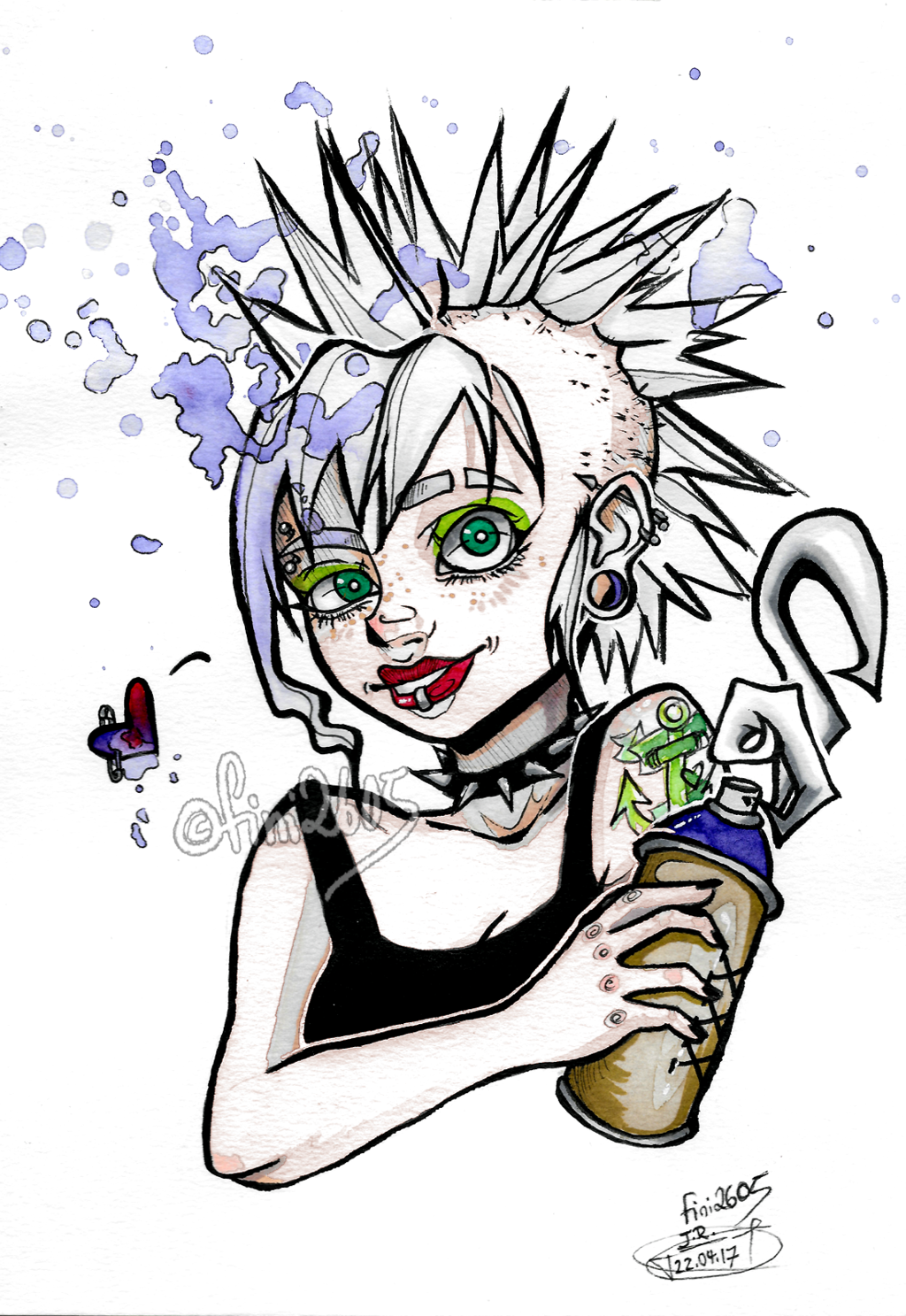 1024x1487 Punk Girl Drawing By Fini2605