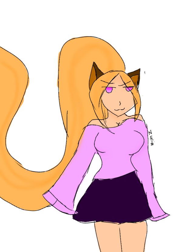 600x830 Cat Girl Drawing By Zuliaangeloflight
