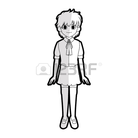 450x450 Cute Young Girl With Short Straight Hair Wearing School Uniform