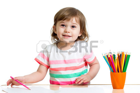 450x300 Baby Girl Drawing Making By Hands Stock Photo, Picture