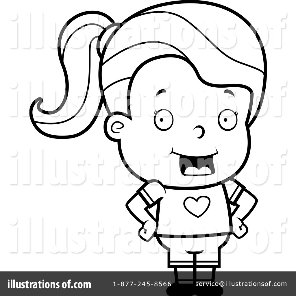 1024x1024 Little Girl Clipart Line Drawing