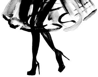 340x270 Breezy Print Of Hand Painted Fashion Illustration, Dress Painting