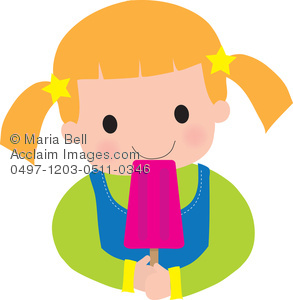 293x300 Girl Eating A Popsicle Ice Cream Bar Clip Art Illustration