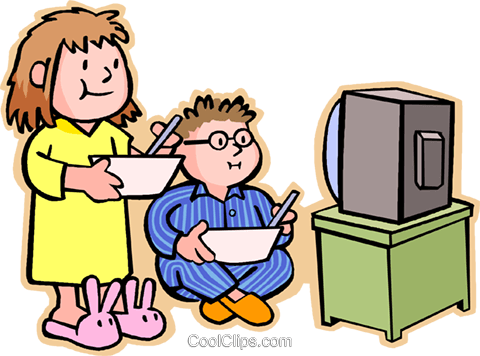 480x356 Boy And Girl Eating Breakfast Royalty Free Vector Clip Art