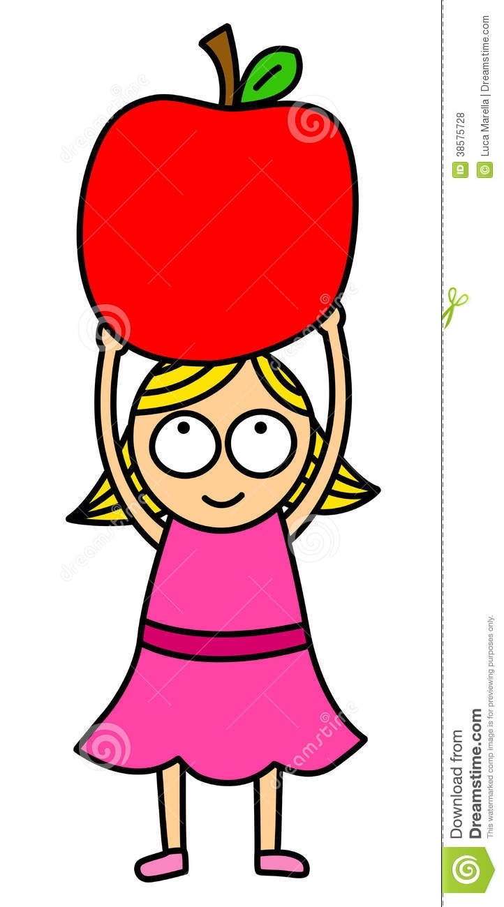 722x1300 Girl With Apple Clipart