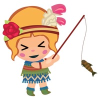 200x200 Tribal Girl Fishing Vector Image