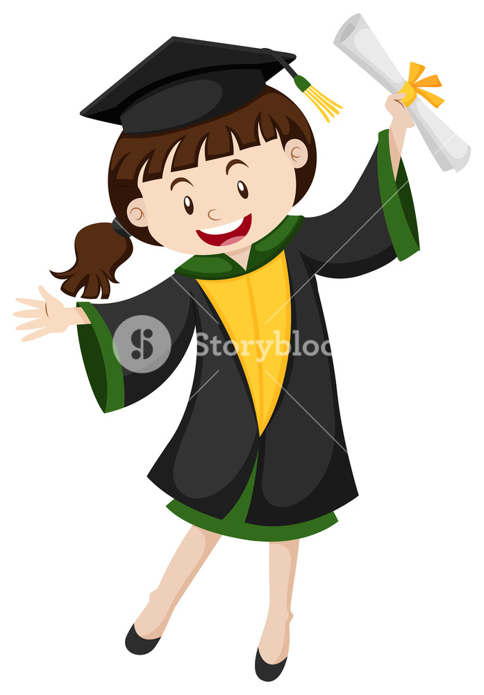 697x1000 Girl In Blue Graduation Illustration Royalty Free Stock Image