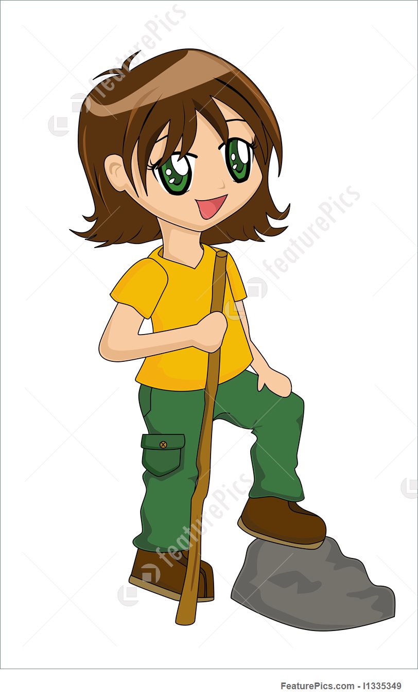 812x1360 Illustration Of Cute Cartoon Girl Hiking