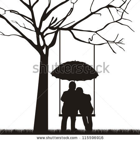 450x451 Couple Under Tree With Umbrella, White Background. Vector By Gst
