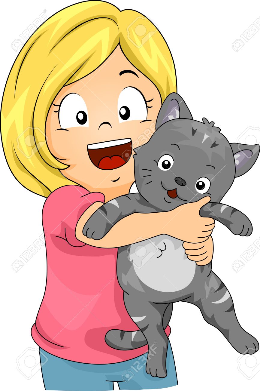 866x1300 Girl Clipart Cat