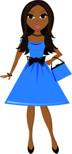 140x300 Clip Art Girl In Blue Dress Clipart