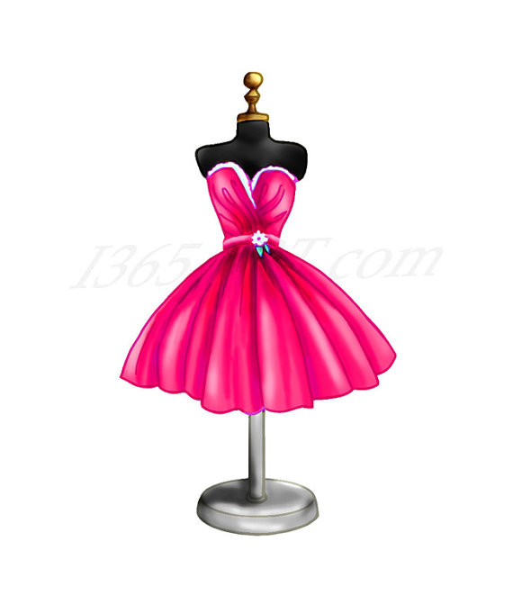 570x671 Pretty Magenta Cocktail Dress On Dress Form Digital By I365art