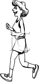 166x350 Image Of A Woman Happily Jogging In A Vector Clip Art Illustration