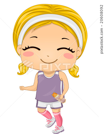 350x450 Smiling Kid Girl Jogging Water Bottle
