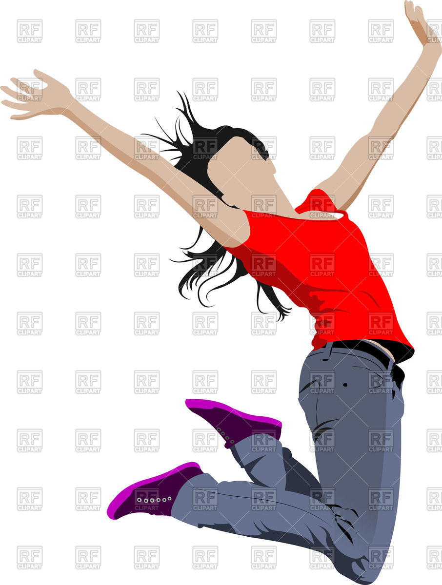 906x1200 Jumping Happy Girl Royalty Free Vector Clip Art Image
