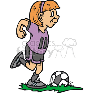 300x300 Royalty Free Female Soccer Player Kicking The Ball. 169779 Vector