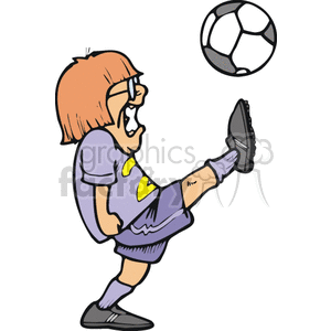 300x300 Royalty Free Girl Kicking A Soccer Ball As Hard As She Can. 169795
