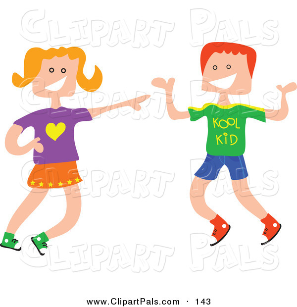 600x620 Pal Clipart Of A Square Head Boy And Girl Laughing Together By