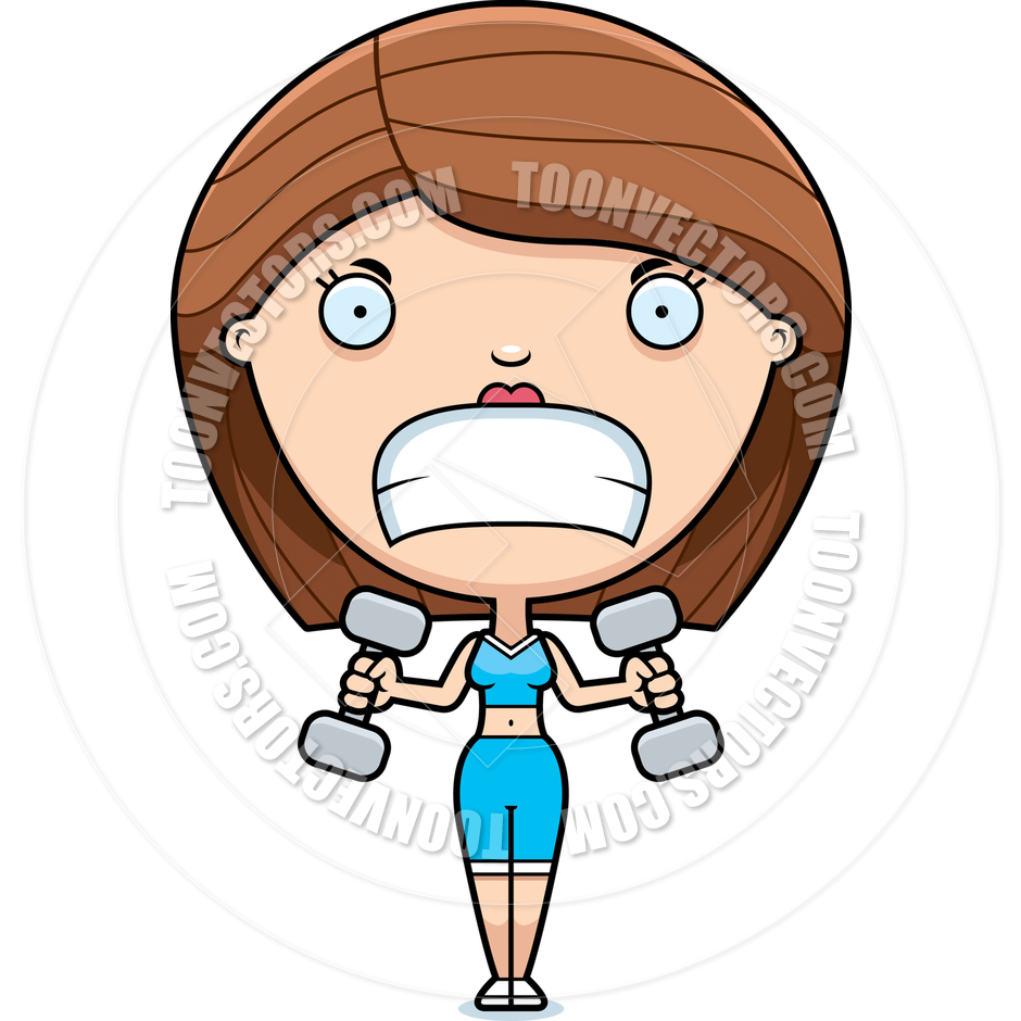 940x940 Cartoon Woman Angry Lifting Weights (Fitness) By Cory Thoman