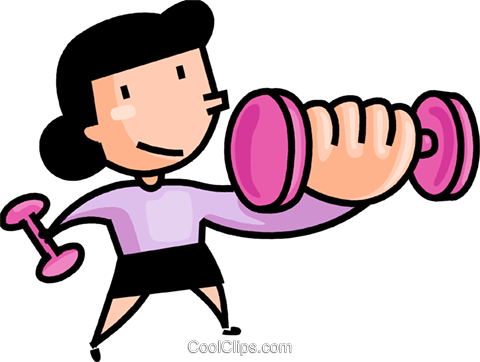 480x362 Girl Lifting Weights Royalty Free Vector Clip Art Illustration