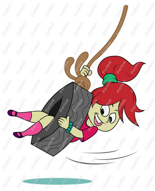 652x800 Girl On A Tire Swing Clip Art