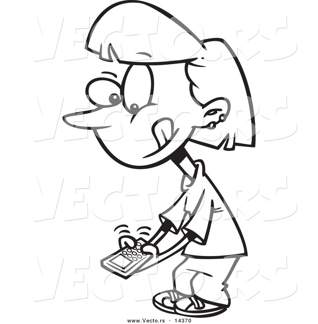 1024x1044 Vector Of A Cartoon Little Girl Texting On A Cell Phone