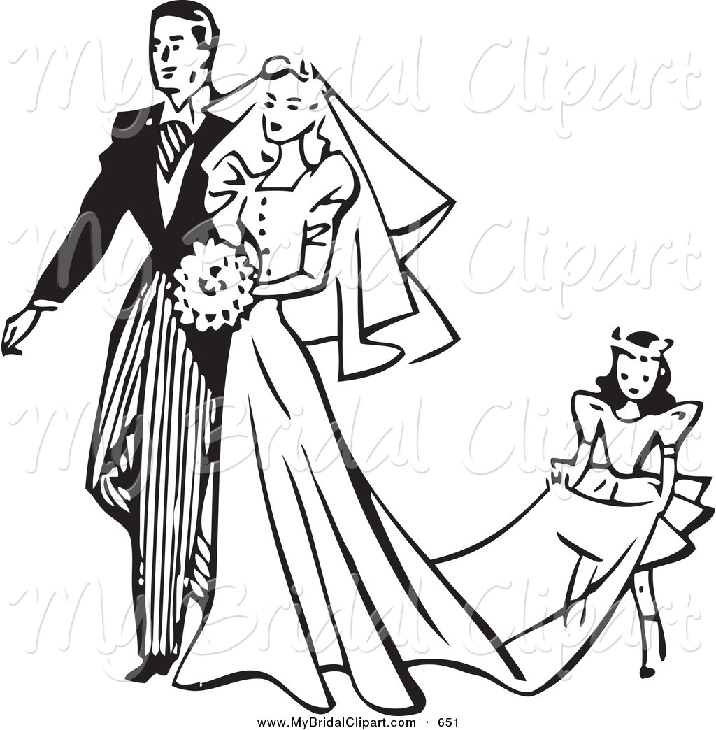 1024x1044 Bridal Clipart Of A Retro Black And White Outline Girl Carrying