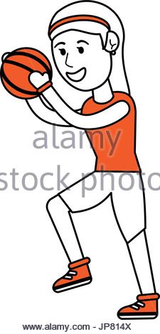225x470 Young Girl Basketball Player Vector Background Abstract Concept