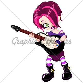 325x325 Rock Star Girl Playing Guitar Gl Stock Images