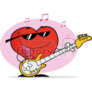 300x300 Royalty Free Heart Playing A Guitar 377531 Vector Clip Art Image