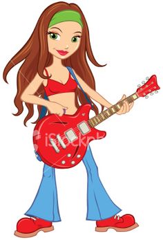 236x347 Vector Illustration Of A Girl Playing An Electric Guitar, Isolated