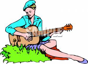 300x220 Woman Sitting In Grass Playing A Guitar