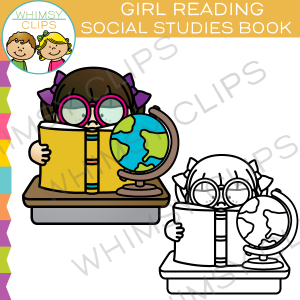 600x600 Girl Reading Social Studies Book Clip Art , Images Amp Illustrations