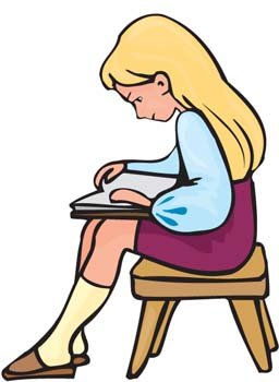 256x350 Girl And Book 1, Clip Art