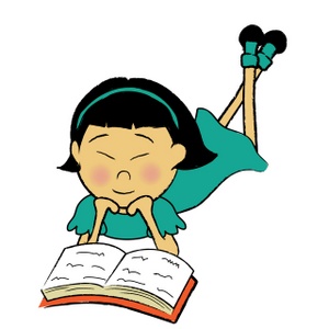 300x300 Girl Reading Clipart Image