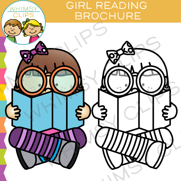 600x600 Girl Reading A Brochure Clip Art , Images Amp Illustrations Whimsy