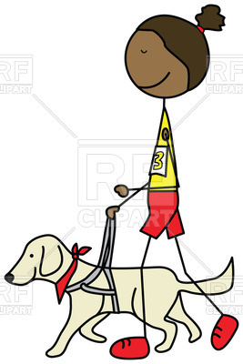 267x400 Cartoon Blind Girl Running With A Guide Dog Royalty Free Vector