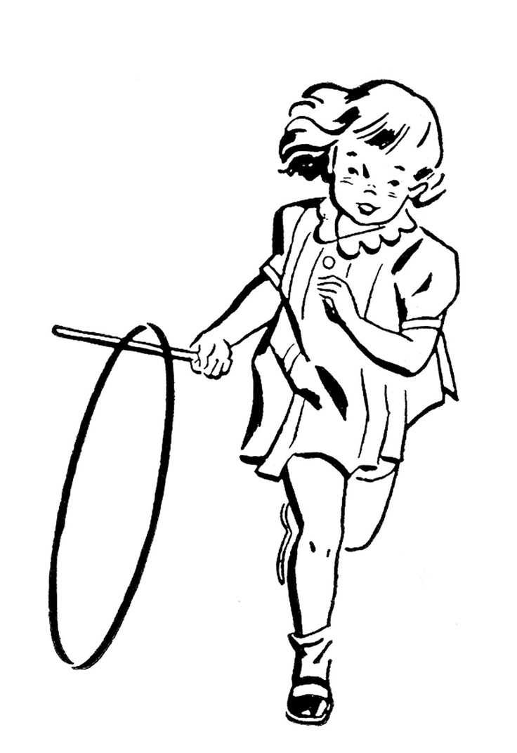 Girl Running Clipart Black And White