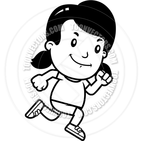 460x460 Cartoon Girl Running (Black Amp White Line Art) By Cory Thoman