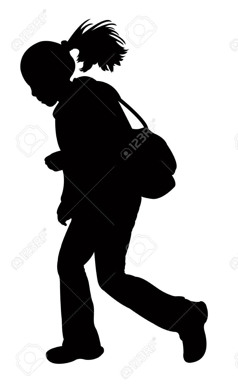 800x1300 Girl Running Silhouette Stock