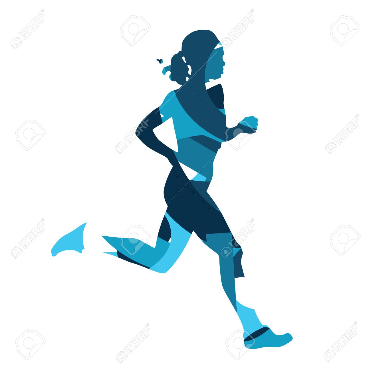 1300x1300 Runing Woman. Abstract Blue Silhouette Of Running Woman, Girl
